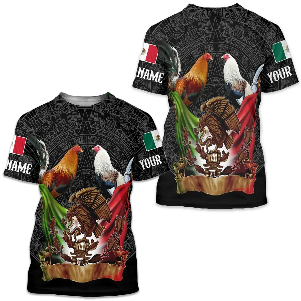 Personalized 3D Rooster T-shirt, Custom Name Mexico Rooster Shirt HS669