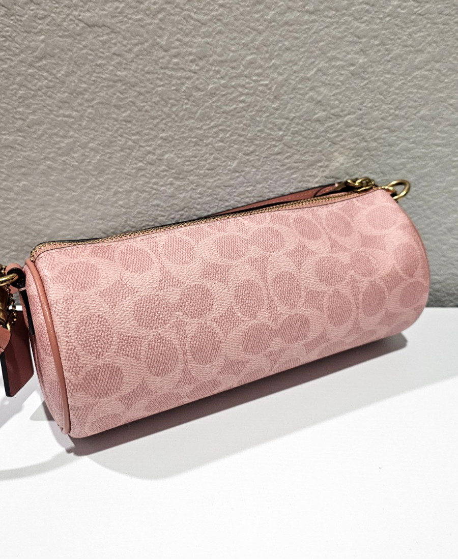 COACH NWT CDY79 Barrel Bag In Signature Melon Pink Crossbody Shoulder Bag