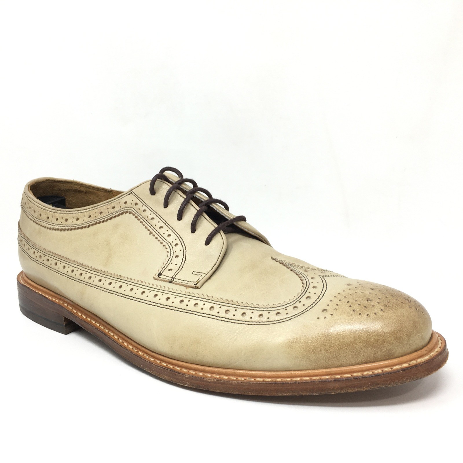 Florsheim Limited Longwing Oxfords Derbys Dress Shoes Mens Size 13 Beige Leather