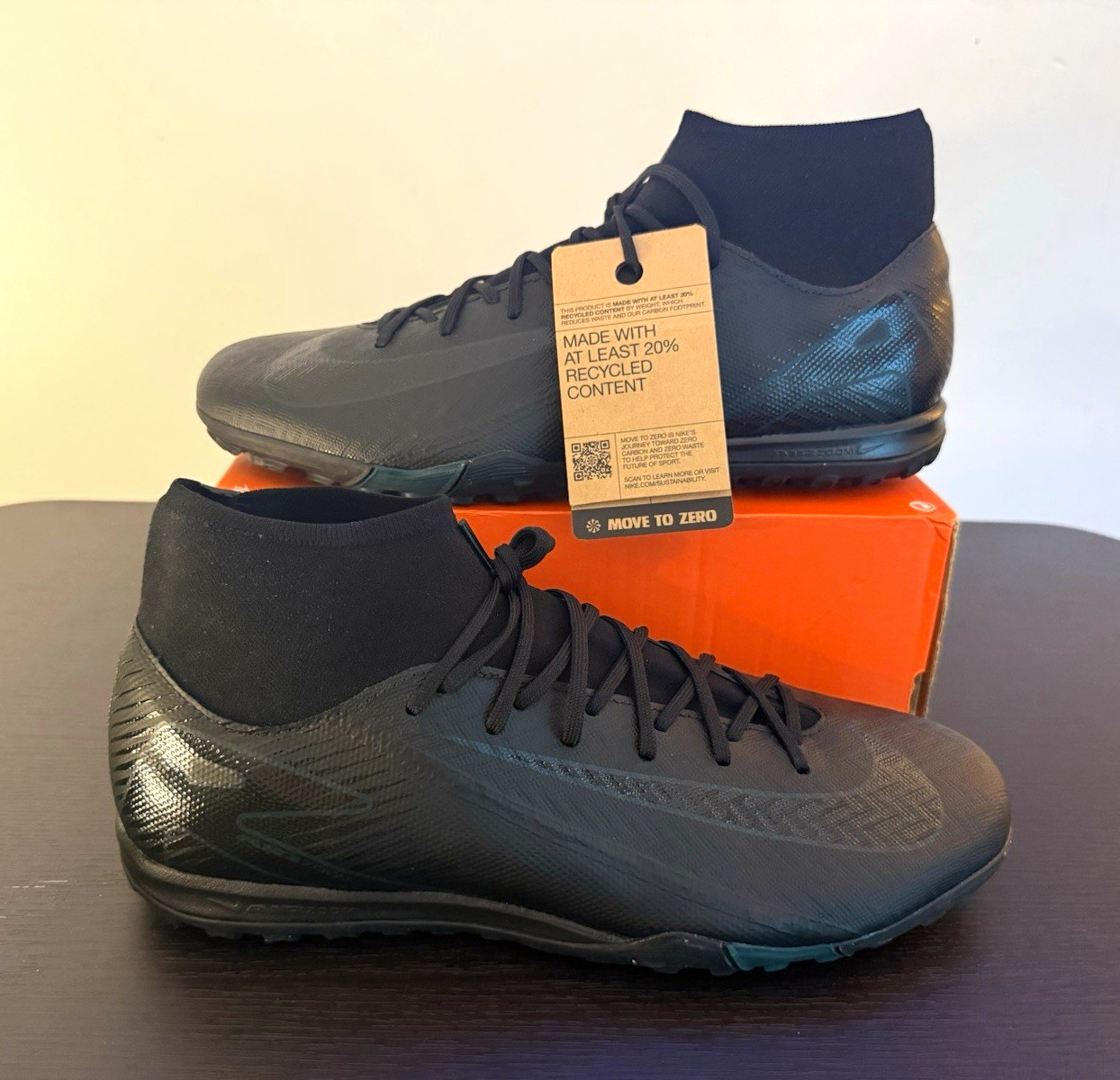 Nike Zoom Mercurial Superfly 10 TF turf soccer shoes Black Mid Top - Size 10.5