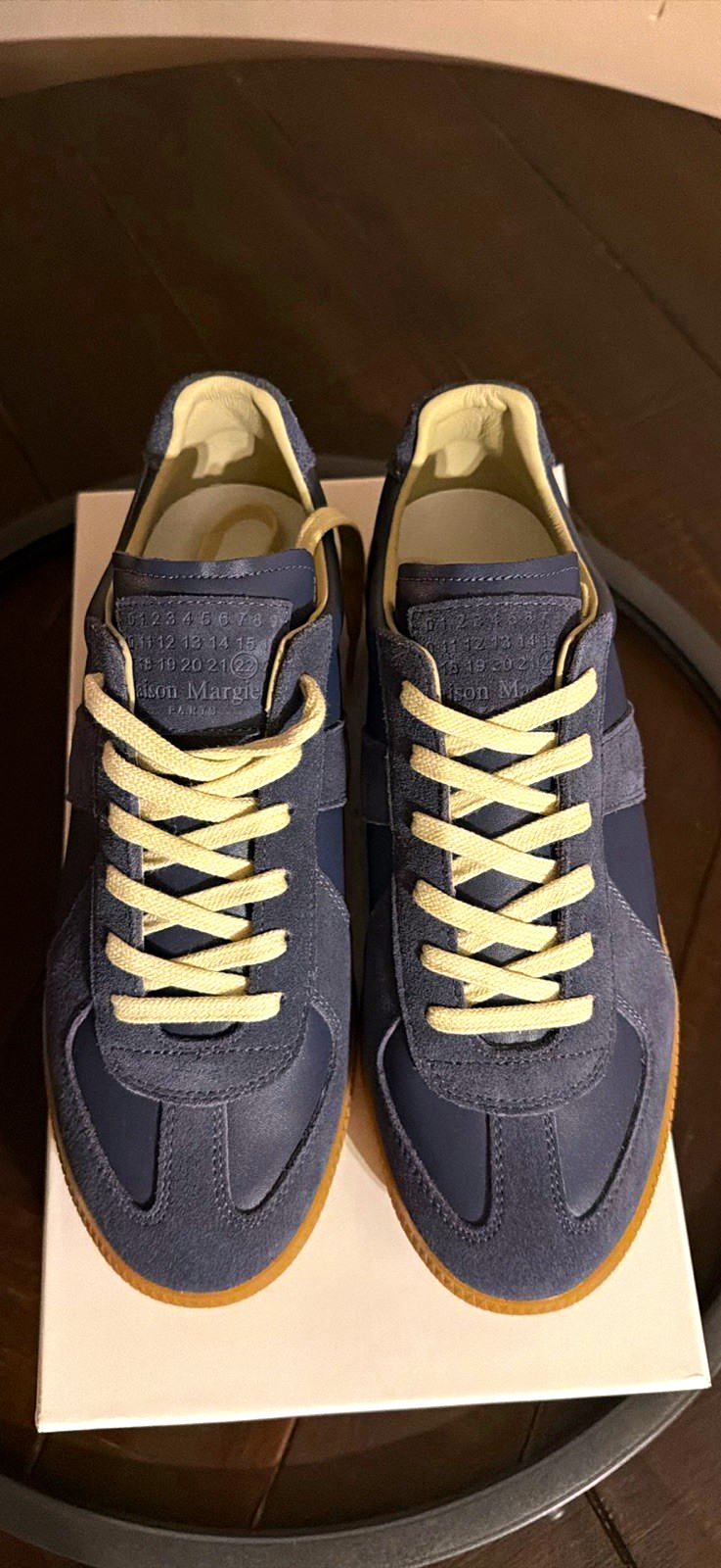 Maison Margiela GATs Men’s US 10 Blue Leather Sneakers Gum Rubber Sole