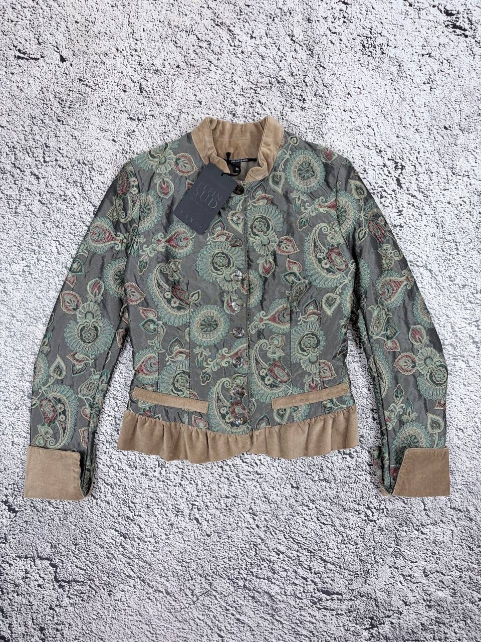 NWT Vintage Plein Sud Quilted Paisley Velvet Jacket Y2K S