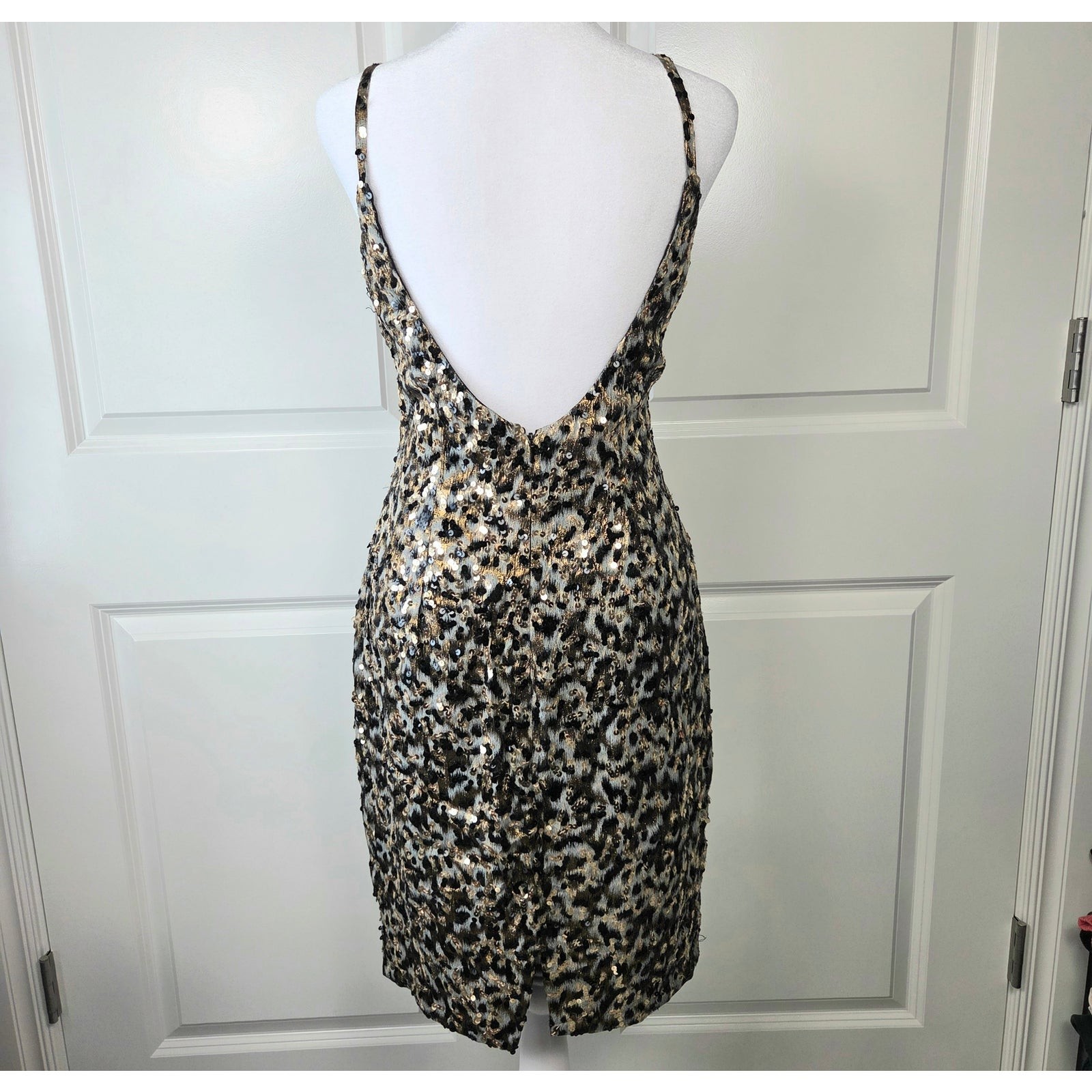 Vintage 1960s Leopard Print Sequined Dress Glam Bombshell Party Style Size 10