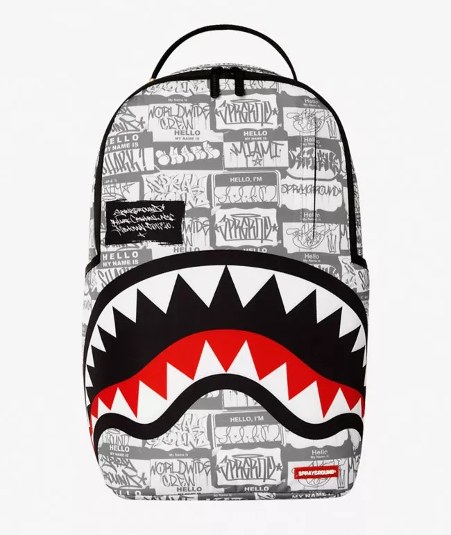 Sprayground CENTRAL HI MY NAME IS Backpack🔥New Black Large Bookbag School Bag