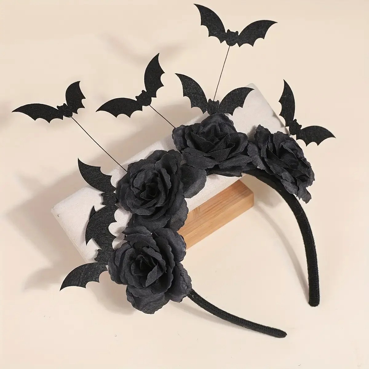 1 Pcs Halloween Party Headband Artificial Floral Gothic Bat Clip Hair Accessory
