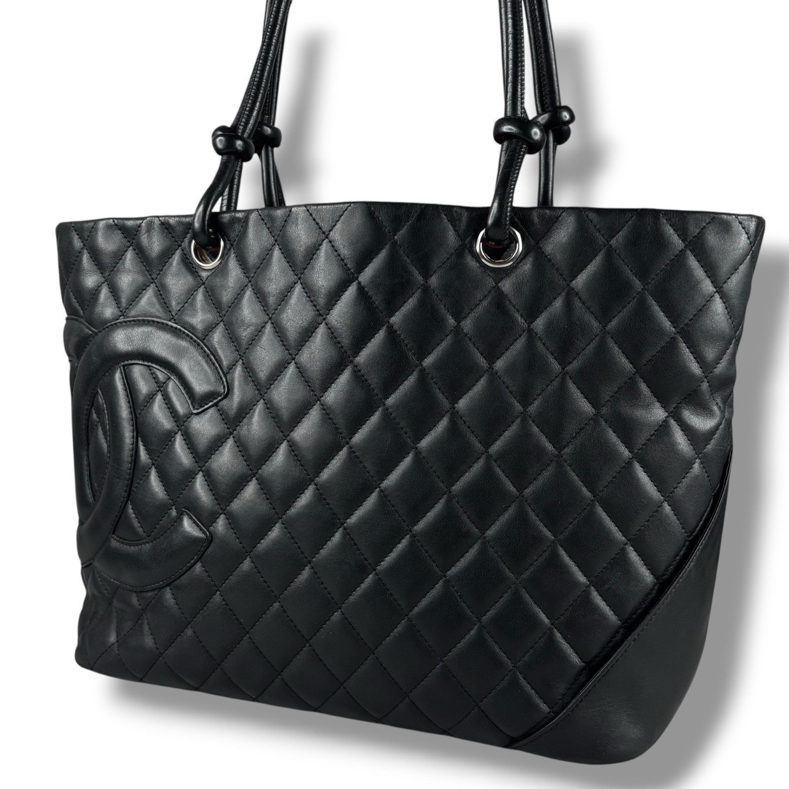CHANEL Cambon Large Tote Handbag Bag 9266128 Leather CC Logo Black Vintage y2k