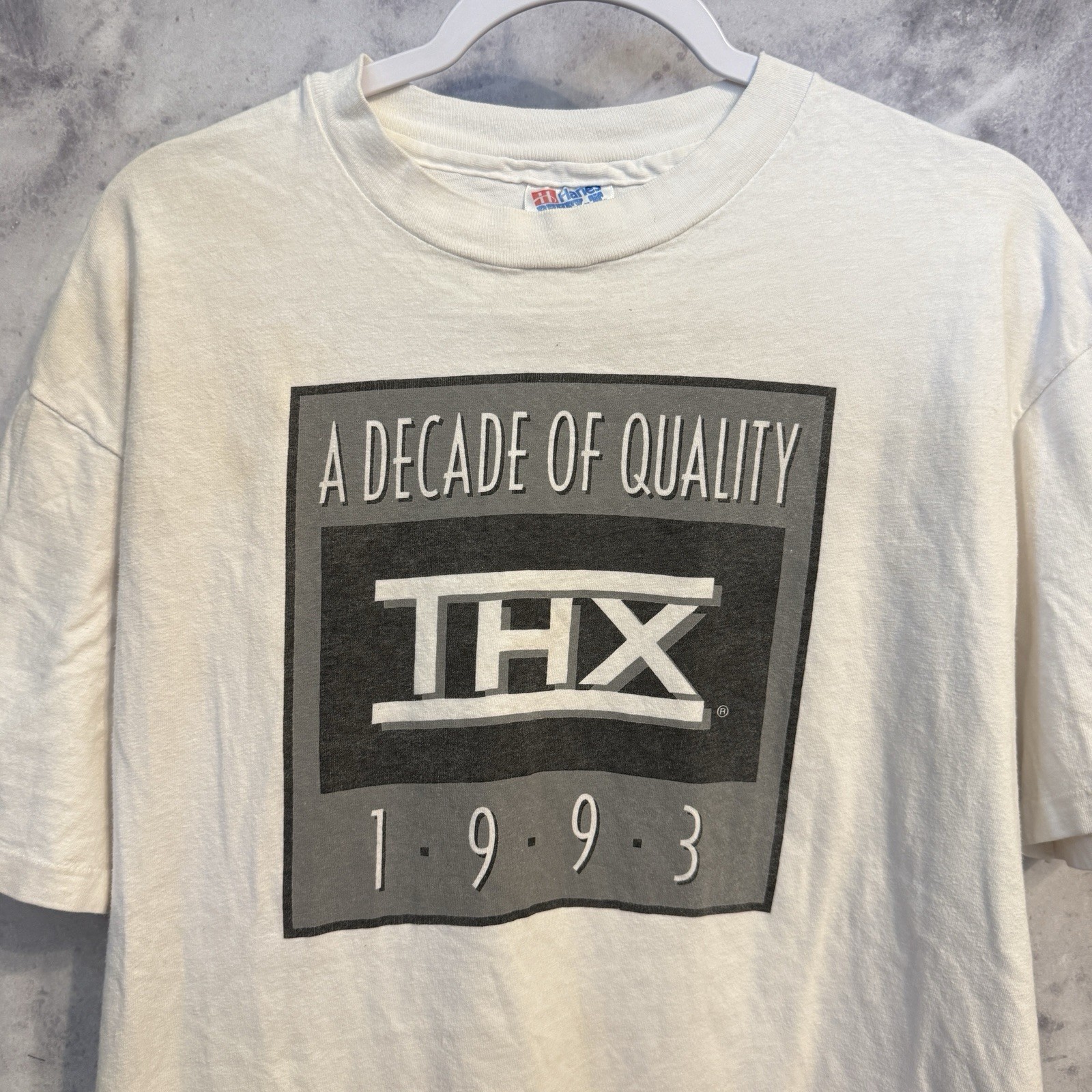 Vintage 1993 THX Sound Logo T Shirt XL White Hanes Beefy USA Made Movie Promo