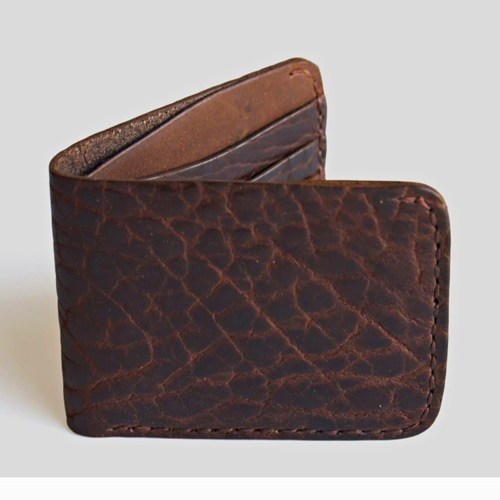 BRAND NEW CORONADO LEATHER SHRUNKEN AMERICAN BISON 6 SLOT BILLFOLD