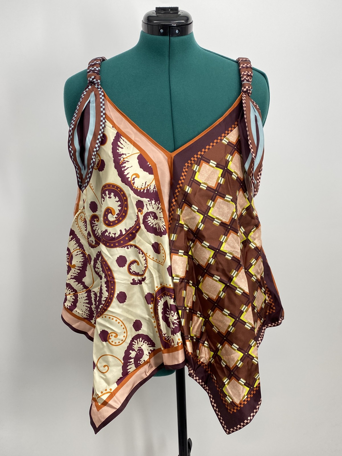 Alemais Womens Silk Top Multi-Print Size 6 Wilson V-Neckline Asymmetrical Hem