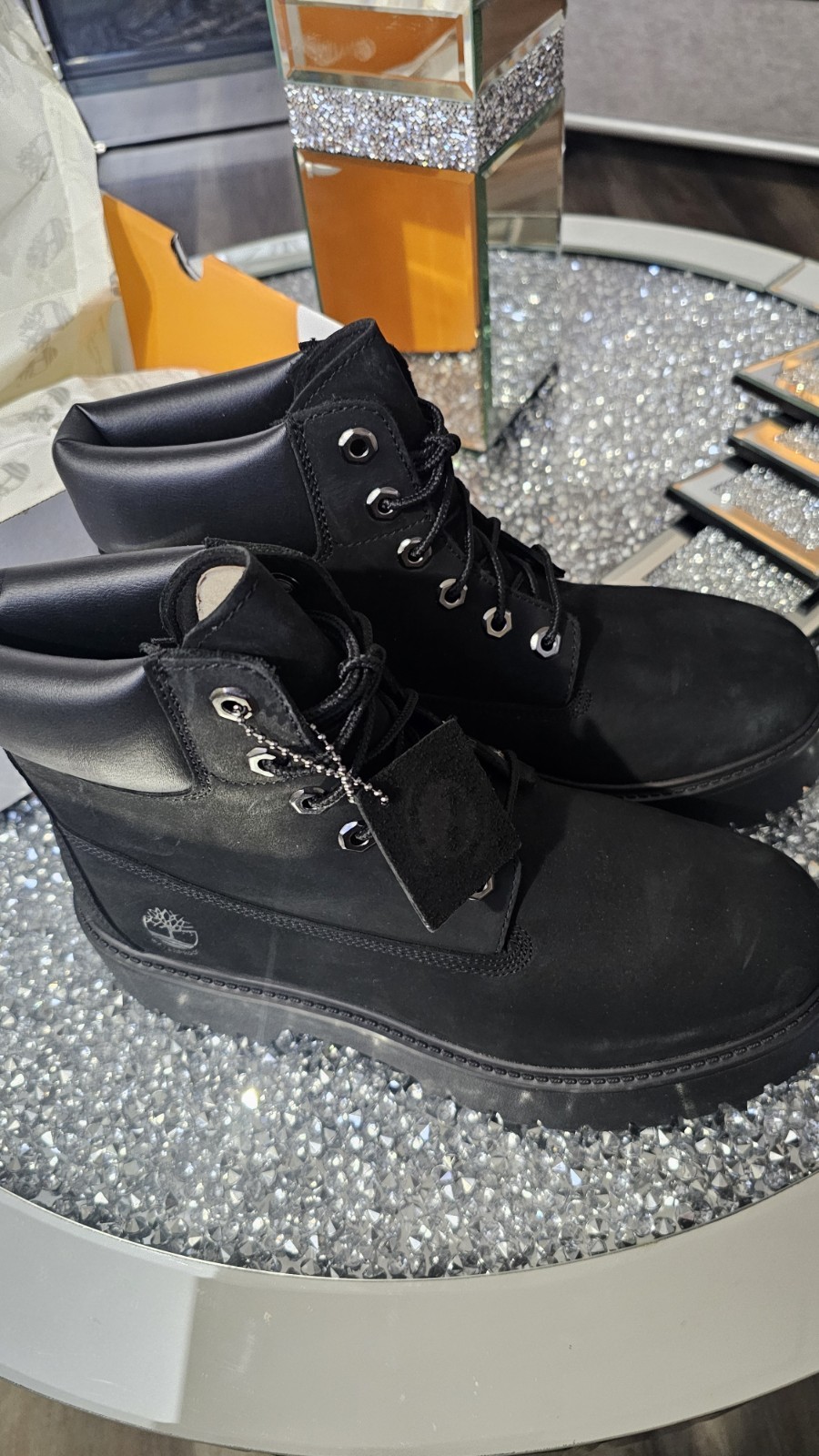NIB TIMBERLAND STONE STREET 6 INCH LACE WATERPROOF BLACK NUBUCK JUNIOR 6.5