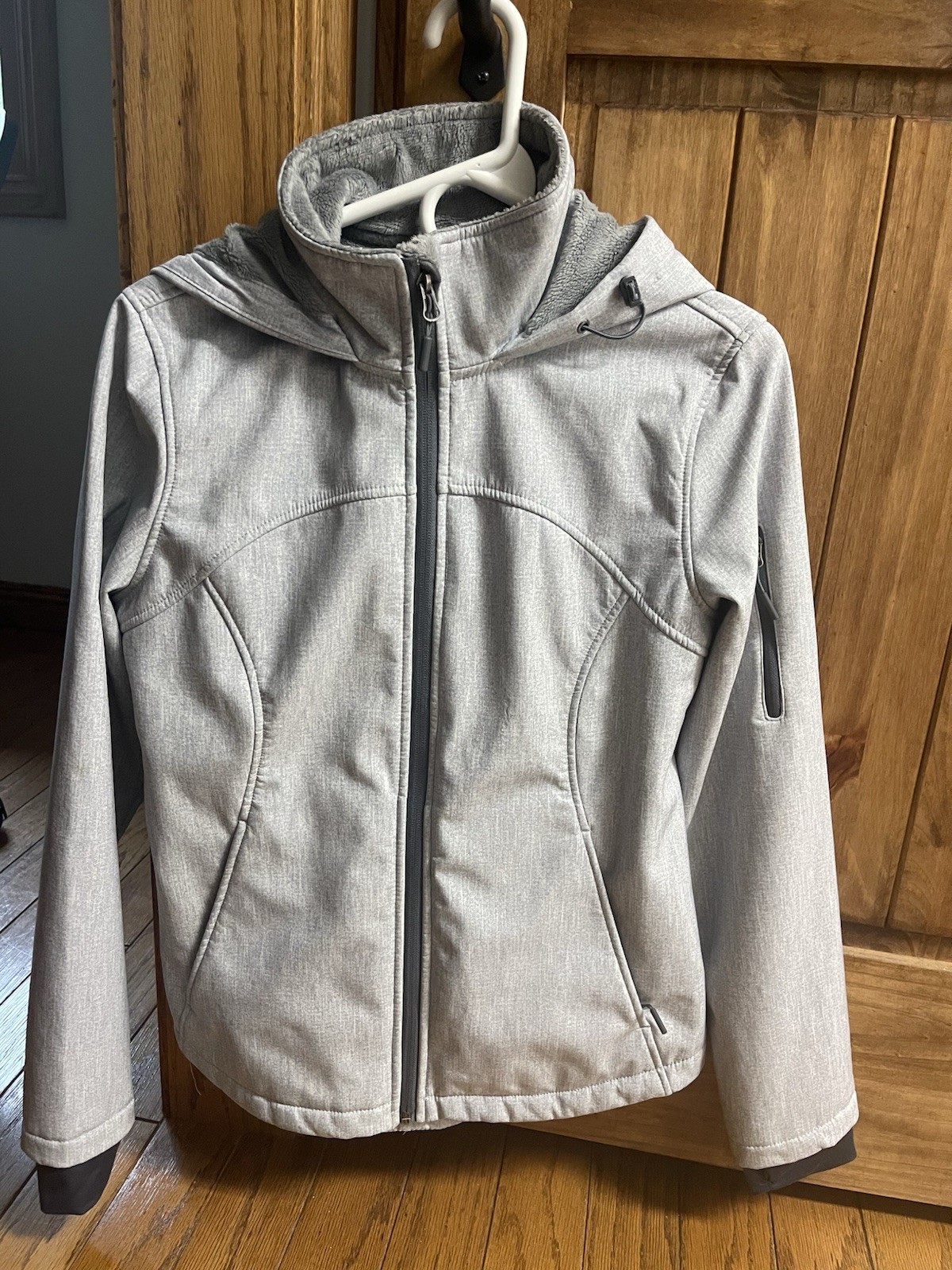 Free Country Women\'s Gray Hooded Full Zip Jacket with Pockets Size S