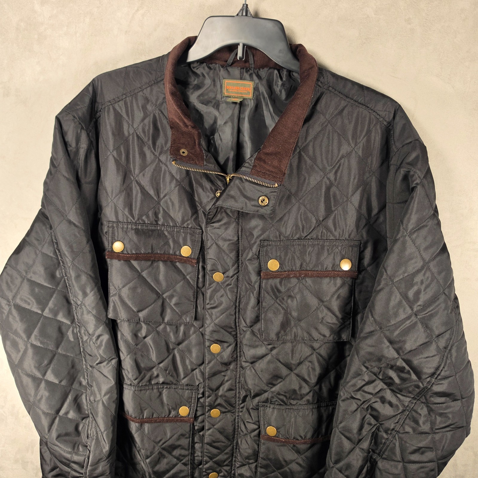 Boulder Creek KingSize Men’s Big & Tall Quilted Jacket Black Barn Coat Flap Pock