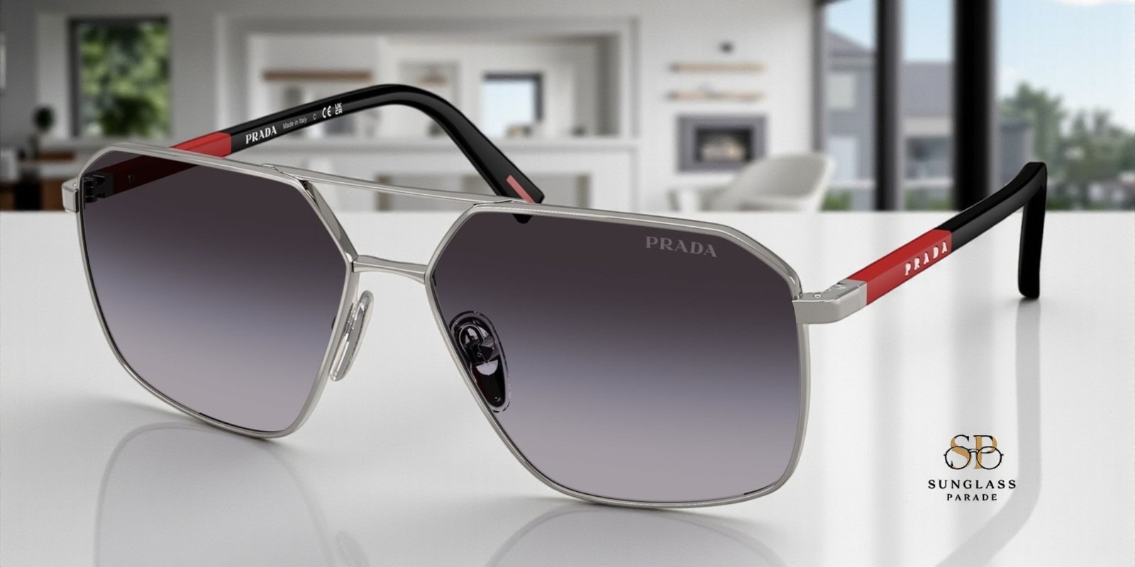 PRADA LINEA ROSSA PS A50S 5AV09U Gunmetal Grey Gradient 60 mm Men\'s Sunglasses