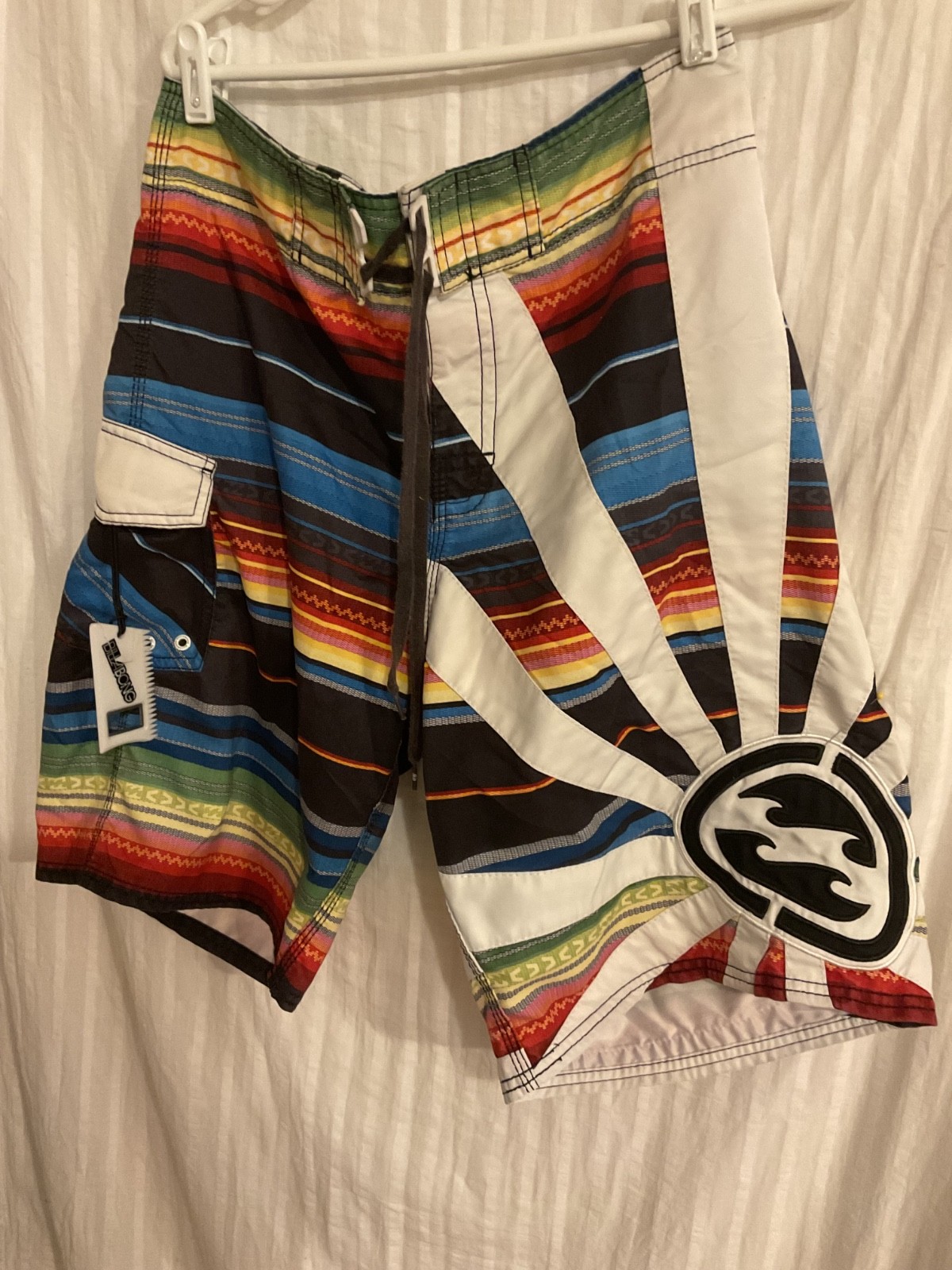 RARE VTG. BILLABONG ANDY IRON SURF/BOARD SHORTS w/SURF WAX COMB &SCRAPER 34\