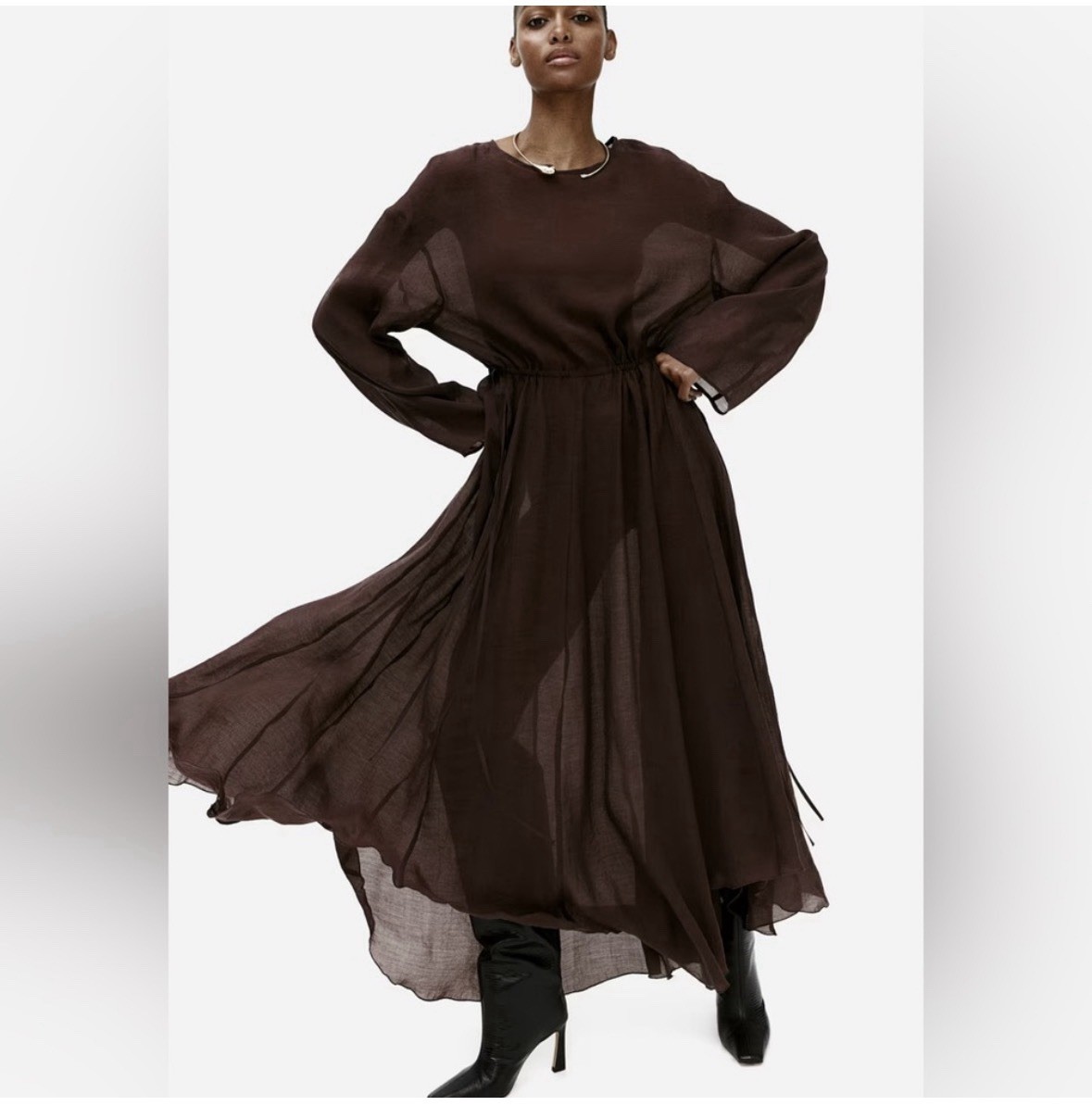 H&M Edition Oversized Look Dress Dark Brown Size XL