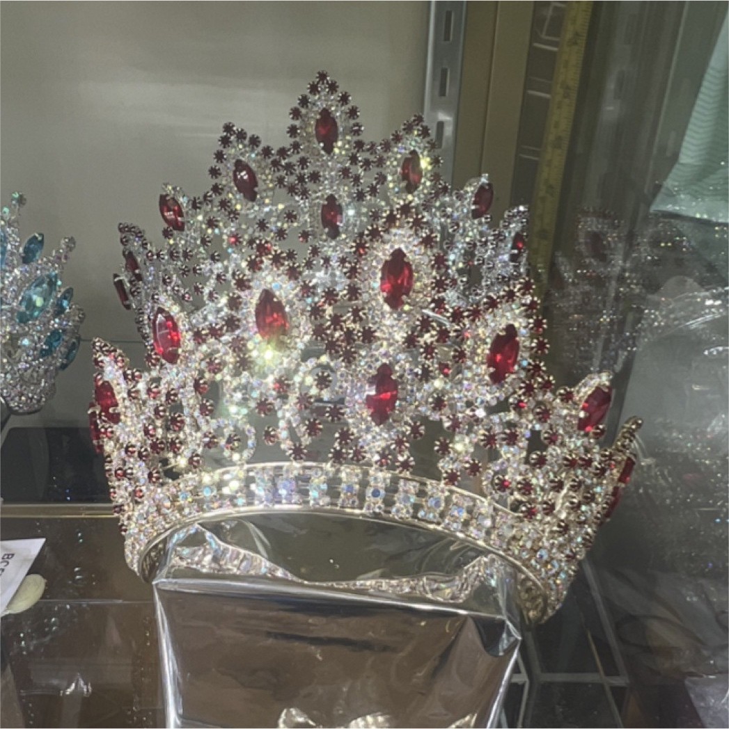 Gold Red Gem Beauty Pageant Crown Tiara Adult Unisex One Size