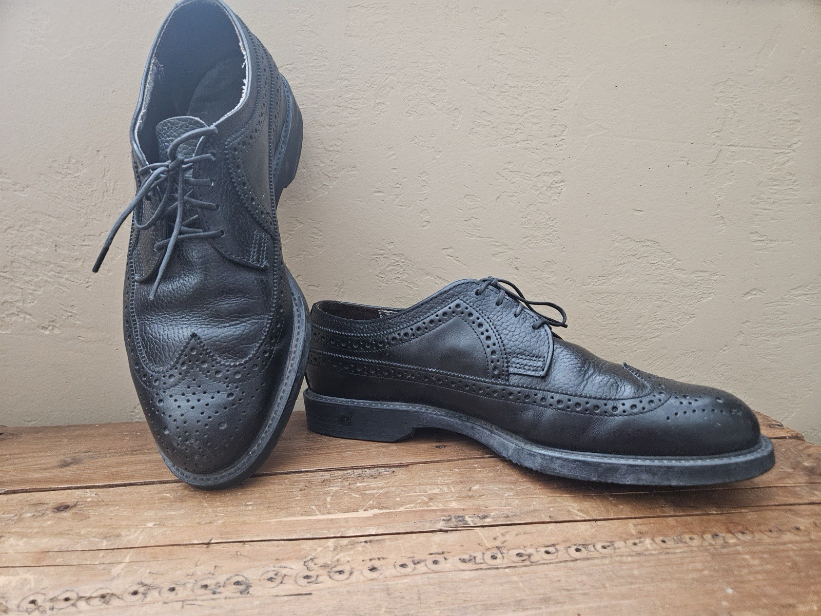 Men\'s Dexter Longwing Brouge Derby/Oxford Dress Lace Up Shoes Black Shoes 11M Sz