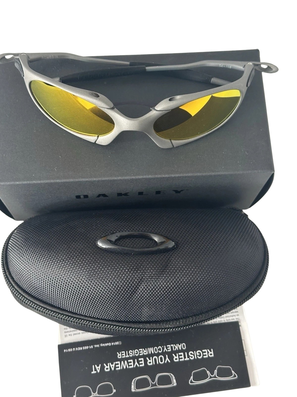Oakley Vintage Romeo Metal Gray Frame Orange Polarized Lenses Sunglasses