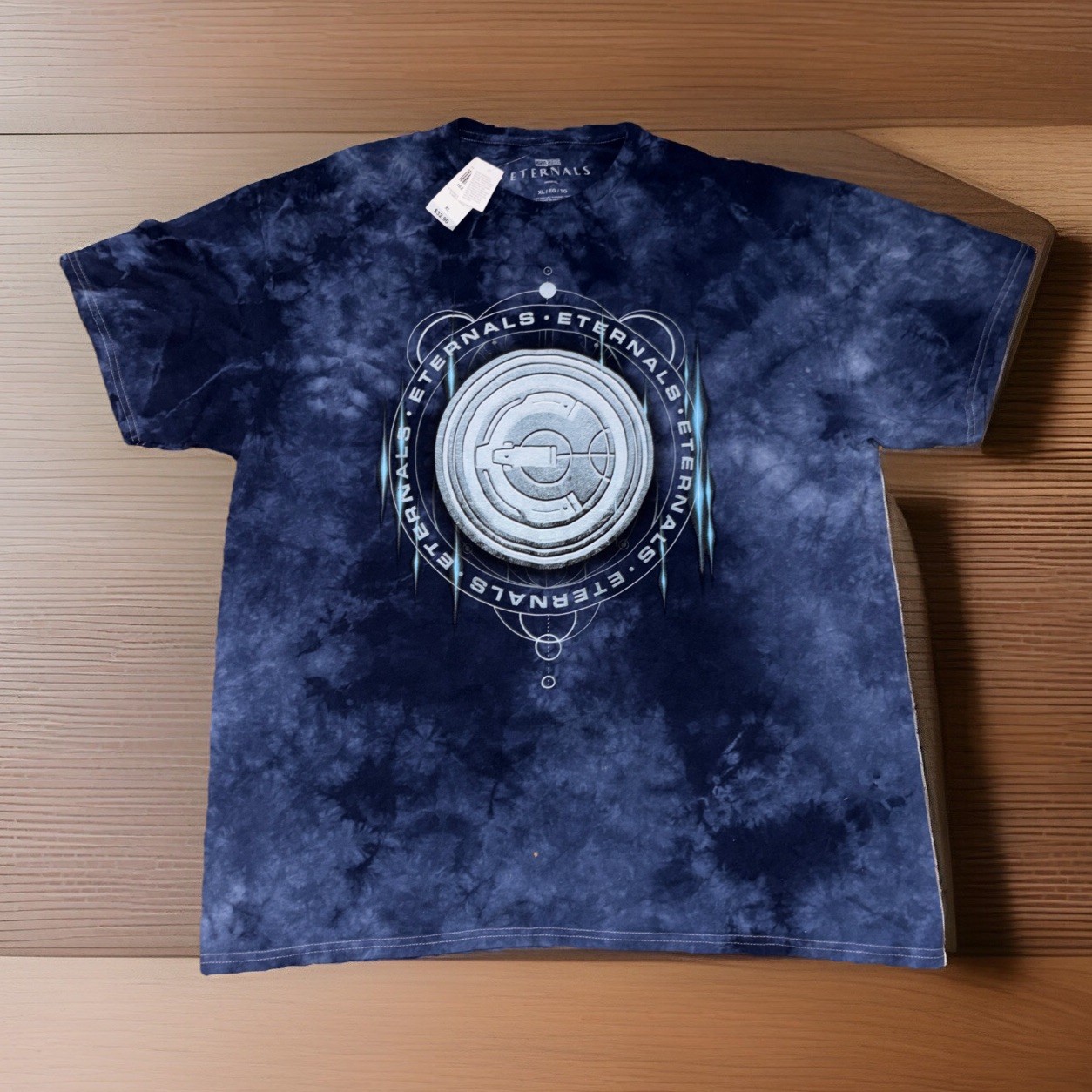 NWT Marvel Comics Eternals Celestial Symbol tie-dye Blue t-shirt Mens Size XL