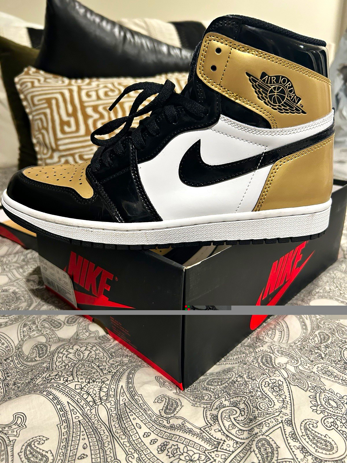 Jordan Air Jordan 1 Retro High OG NRG Gold Toe Black White Gold 10.5 861428-007