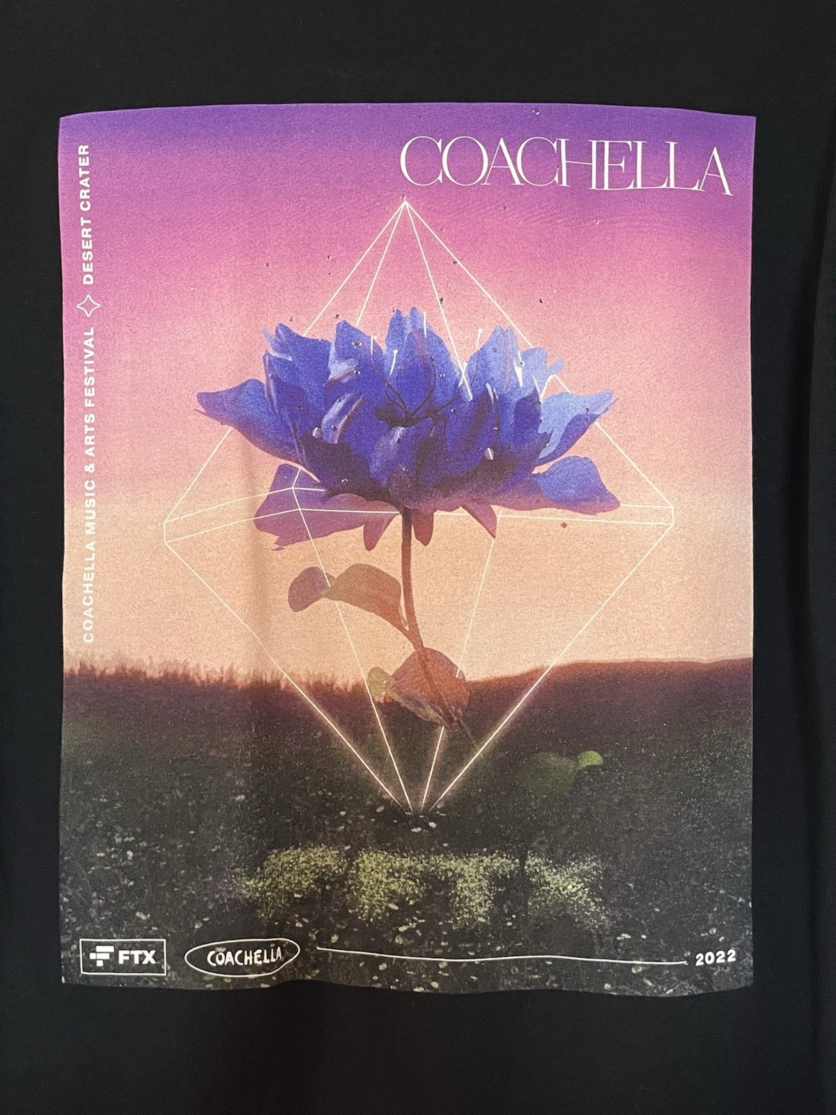 Coachella x FTX 2022 Shirt Small Black Desert Flower Cotton Festival Merch