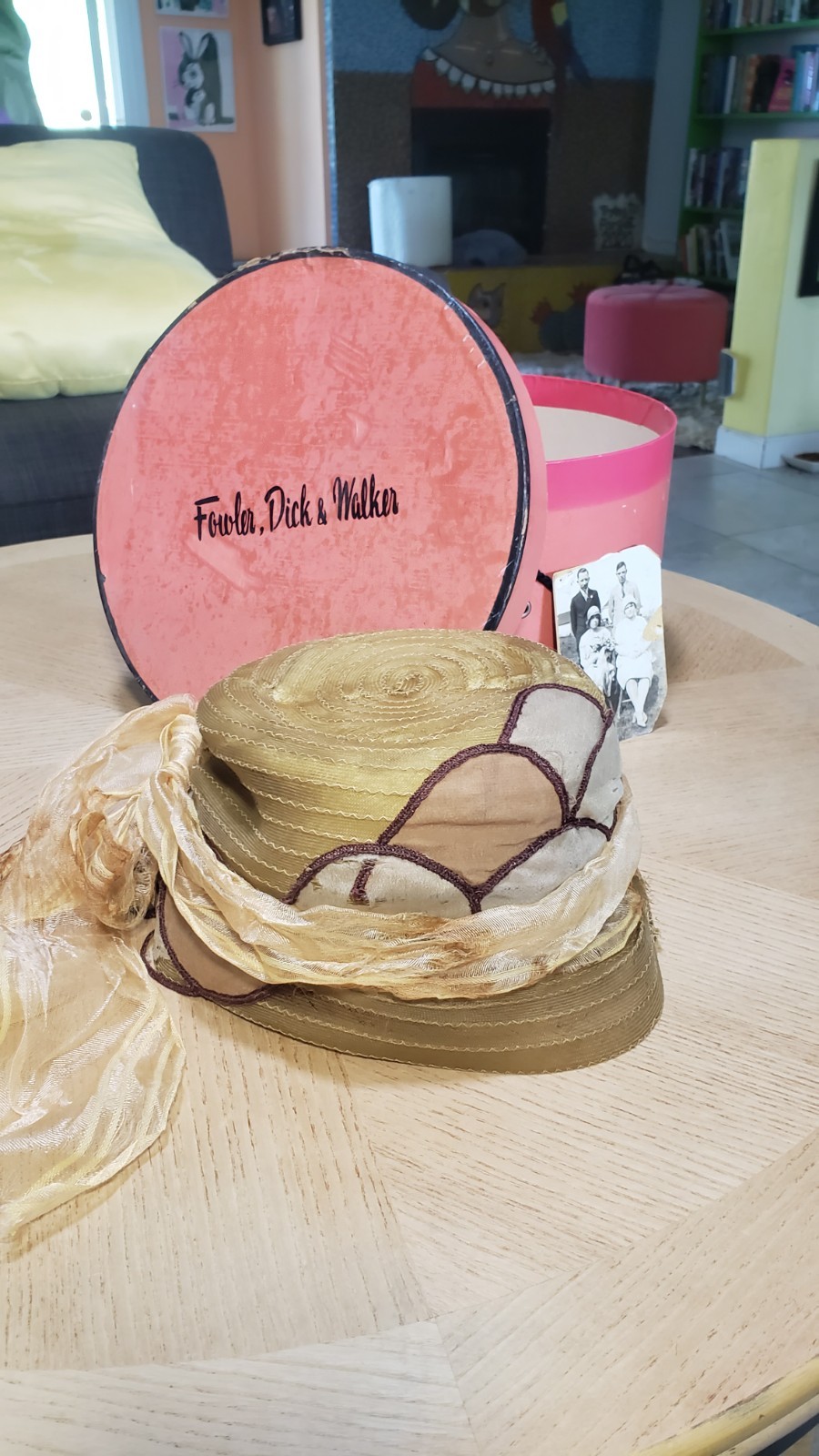 Antique Cloche flapper hat 1920s wedding-worn with photo & original box