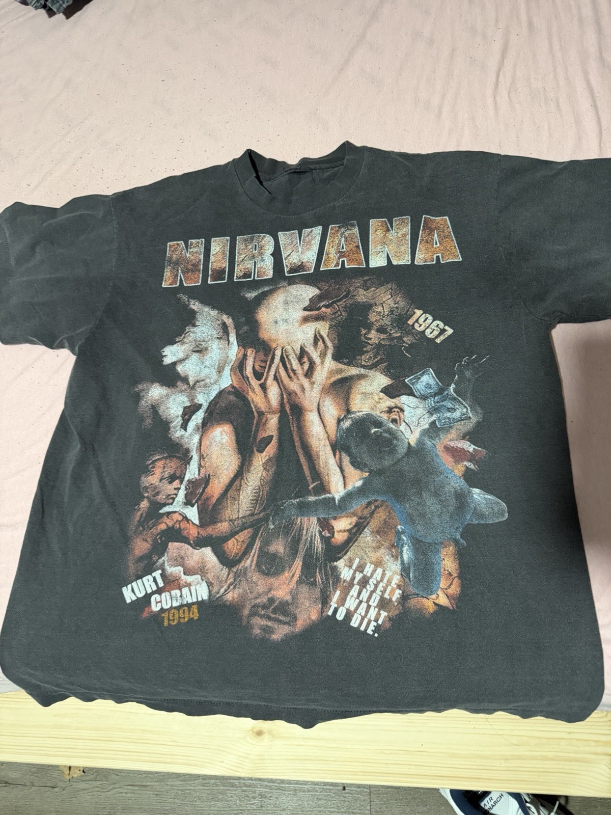 vintage-style Nirvana Kurt Cobain Graphic T-Shirt