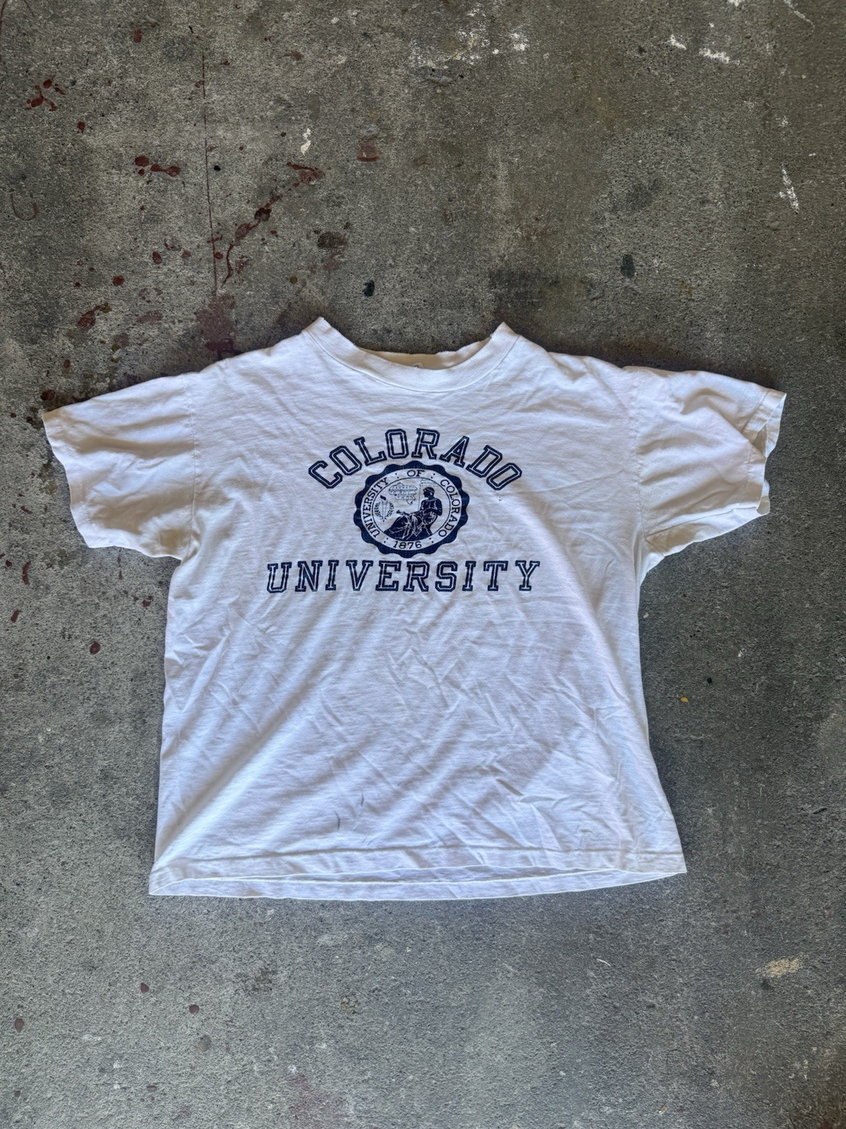 1970\'s Colorado University Champion T Shirt Size L Boxy Fit
