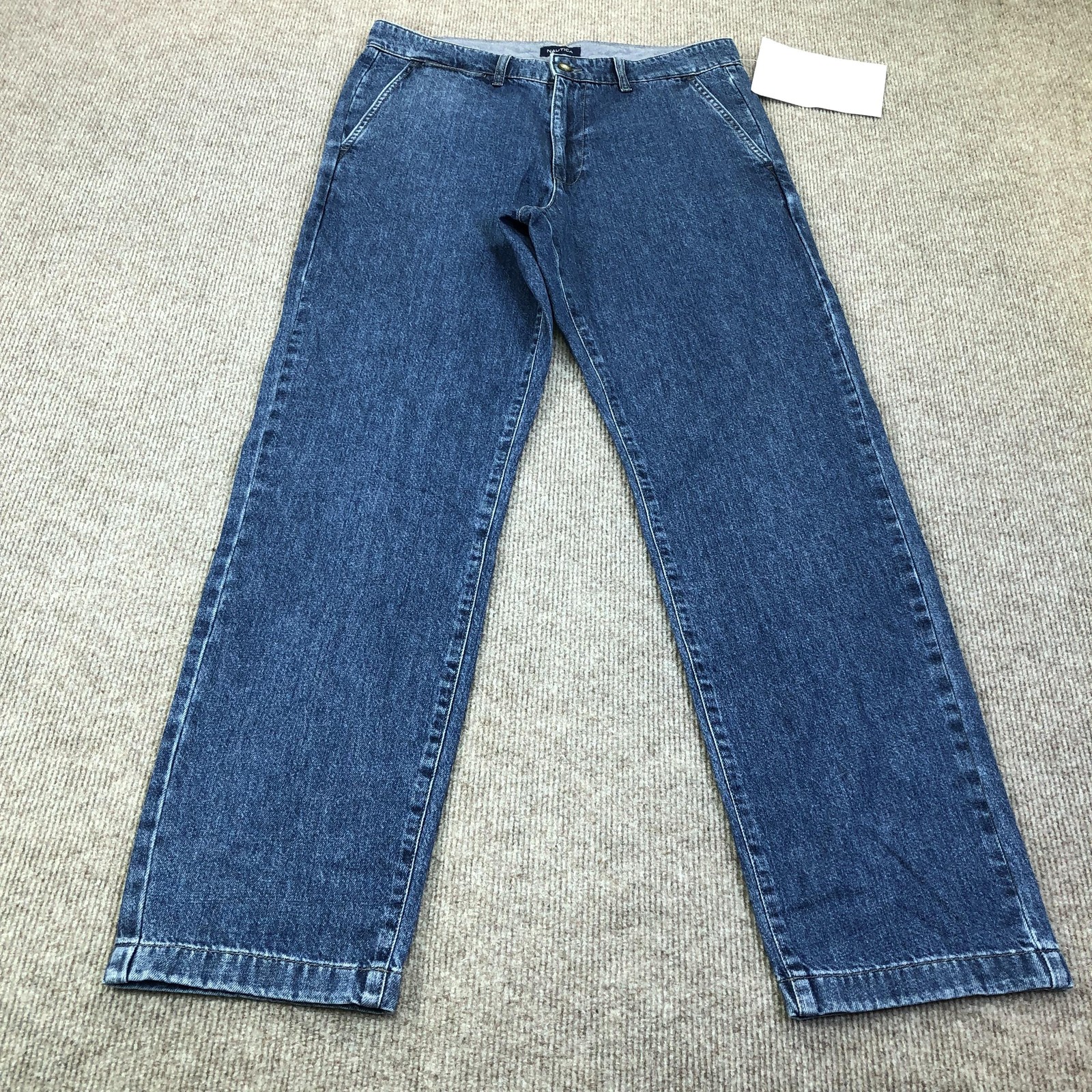 Nautica Pants Mens 32x32 Blue Deck Pant Classic Fit Denim Chino Casual Pockets