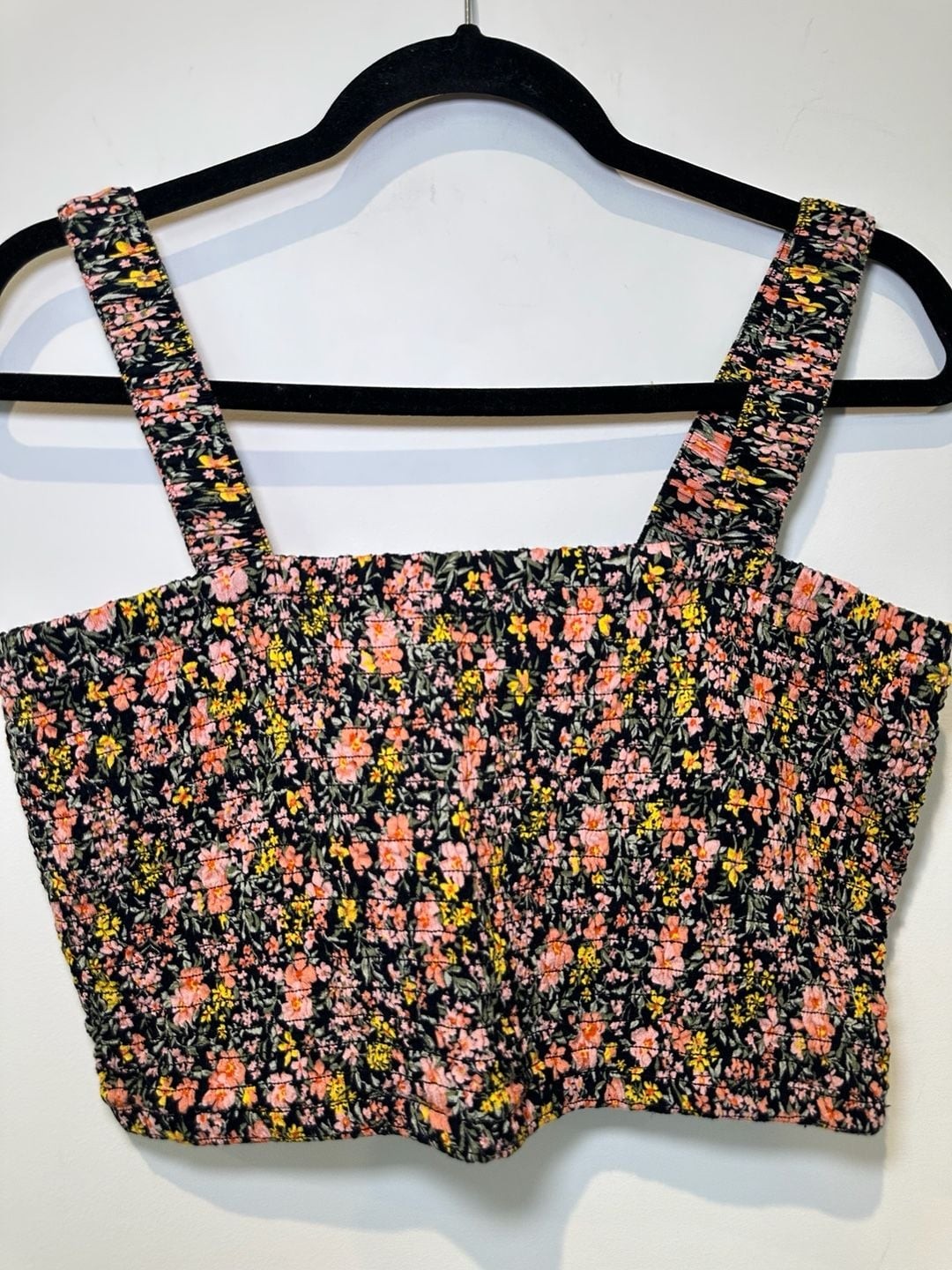 American Eagle Floral Smocked Crop Tank Top