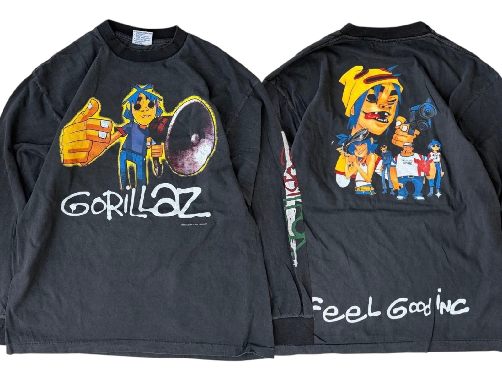 Gorillaz Vintage T Shirt Size XL Feel Good Inc 90s Style Black Faded Reprint