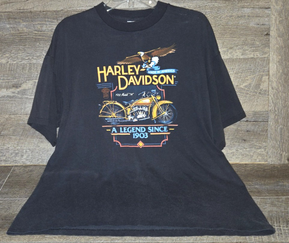 Vintage 1987 Harley Davidson T-Shirt XXL York PA Factory Tour Holoubek USA Black