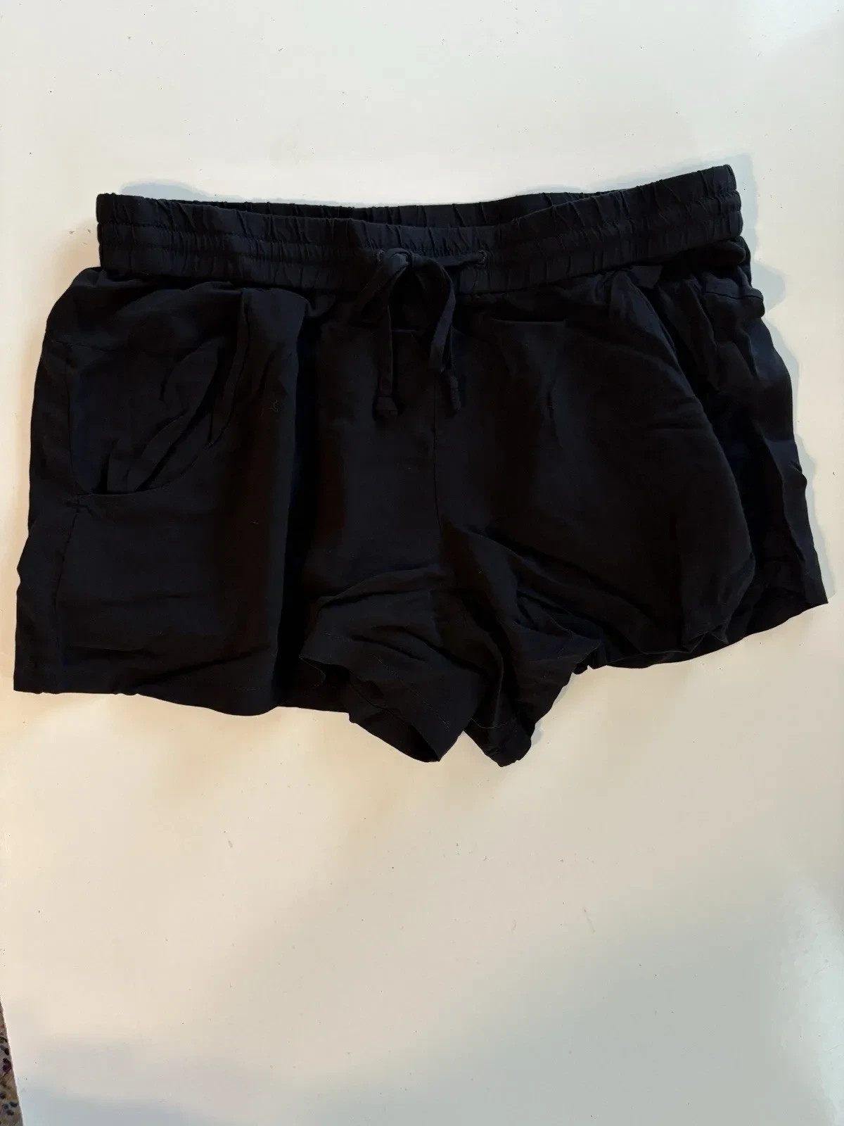 French Connection Women’s Black Drawstring Shorts Size 4 Rayon Casual Pockets