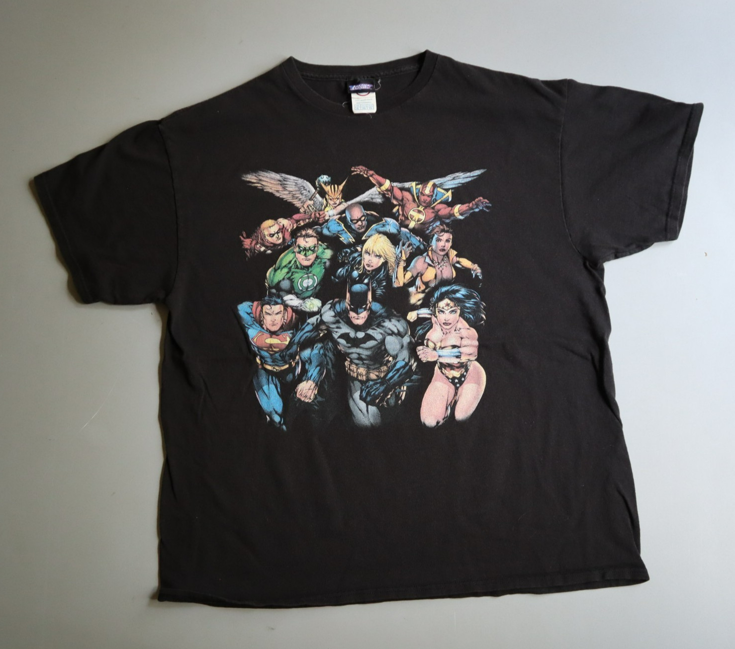 Vintage Justice League DC Comics Super Heroes Black Shirt Adult Extra Large XL