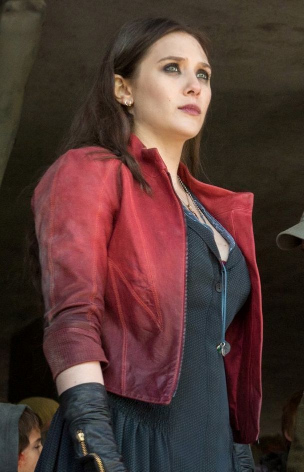 Avengers Age of Ultron Scarlet Witch Wanda Maximoff Red Leather Jacket