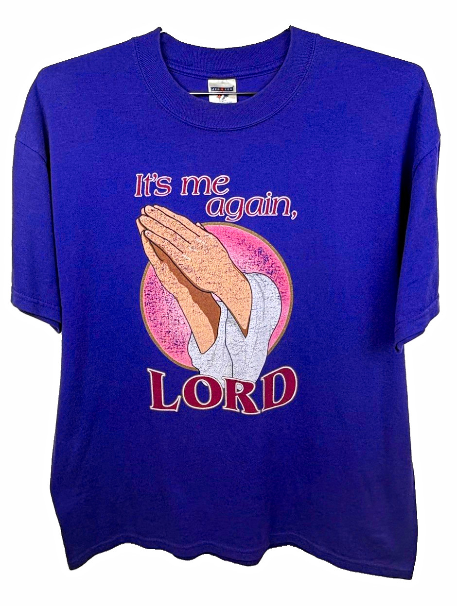 Vintage Y2K Jerzees Heavyweight Blend T-Shirt Purple \