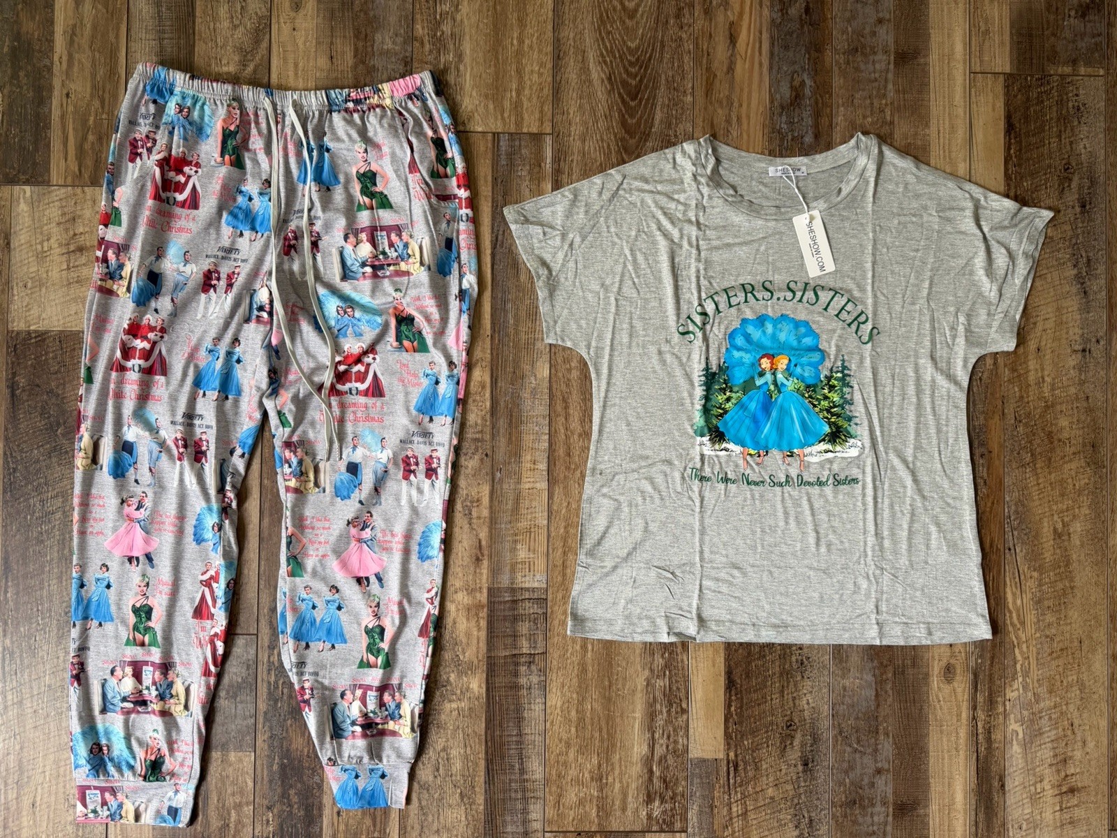 Sheshow Women’s White Christmas Pajama Set Size M 28-32 Waist NWT