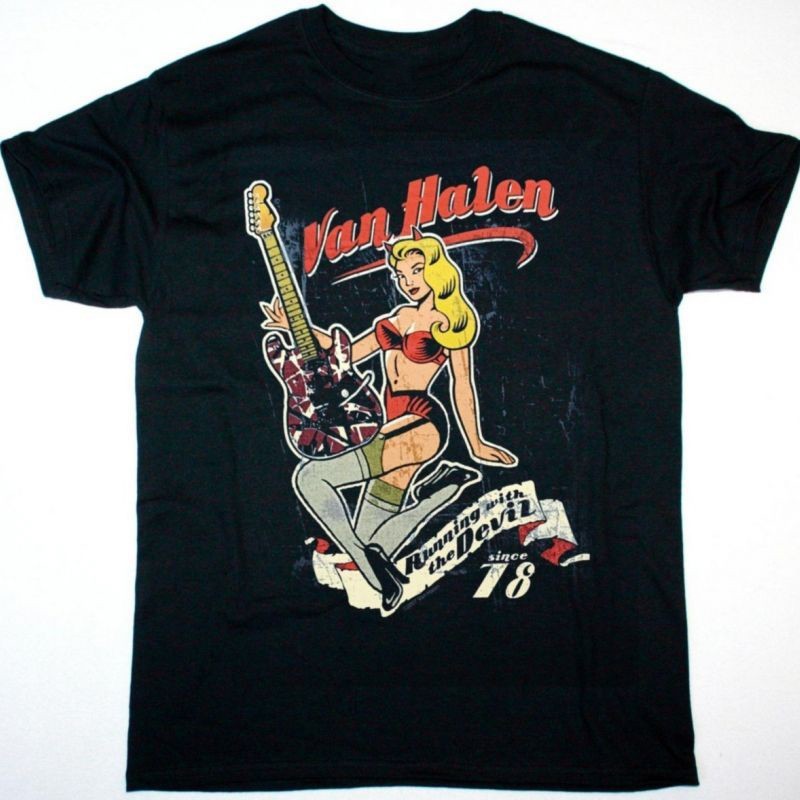 Vtg VAN HALEN RUNNING WITH THE DEVIL Cotton  All Size T Shirt For Men SU37