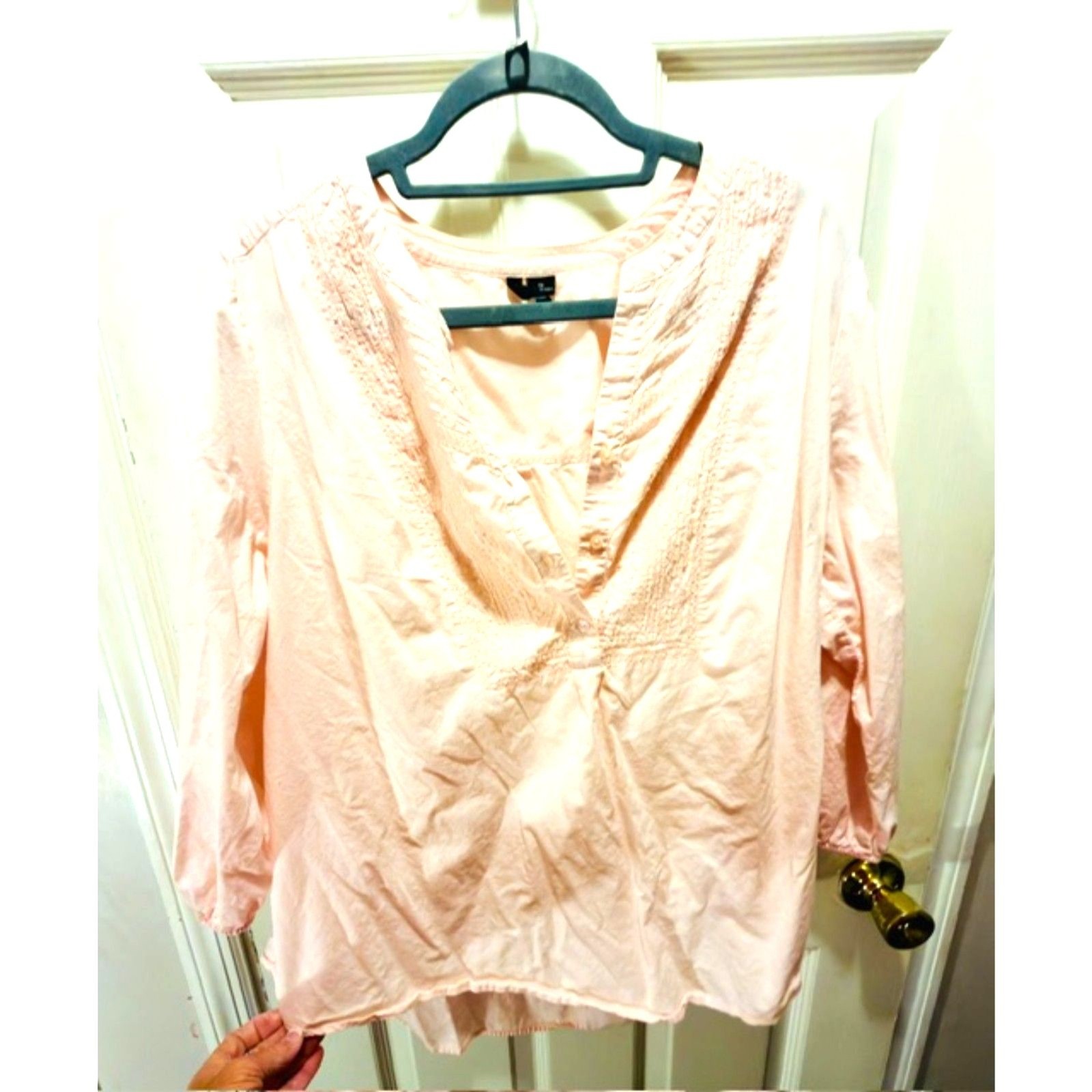 New Directions 100% Cotton Blush Pink Blouse Size 1X