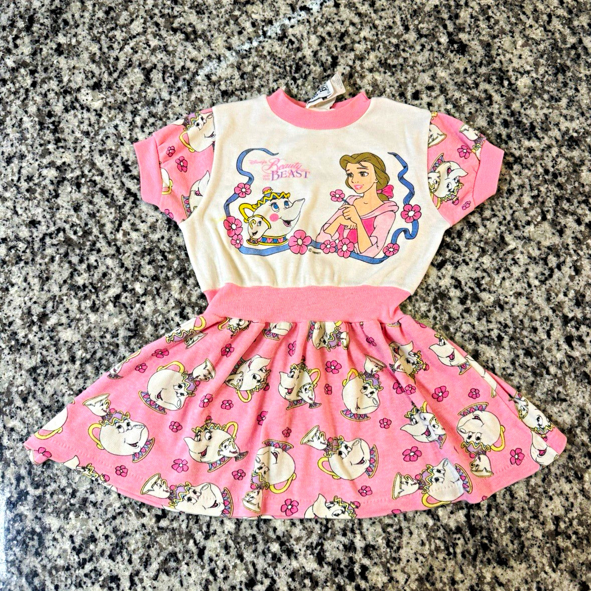 Vintage Disney Beauty and the Beast Belle Fit & Flare Dress 4T Pink - 90s