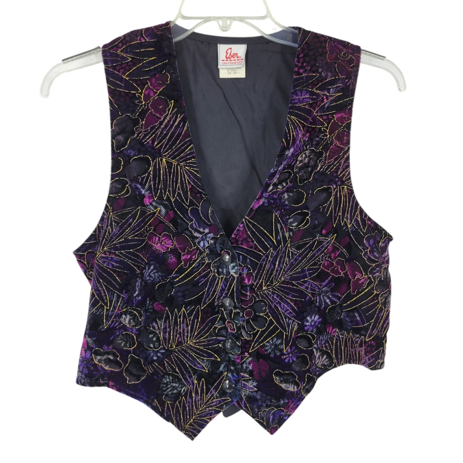 Vintage Velvet Floral Vest Whimsigoth Art to Wear Maximalist Gothic Boho 90s