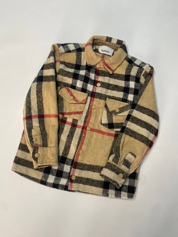 Burberry Toddler Beige Nova Check Flannel Overshirt Button Up Shirt Size 5 Y