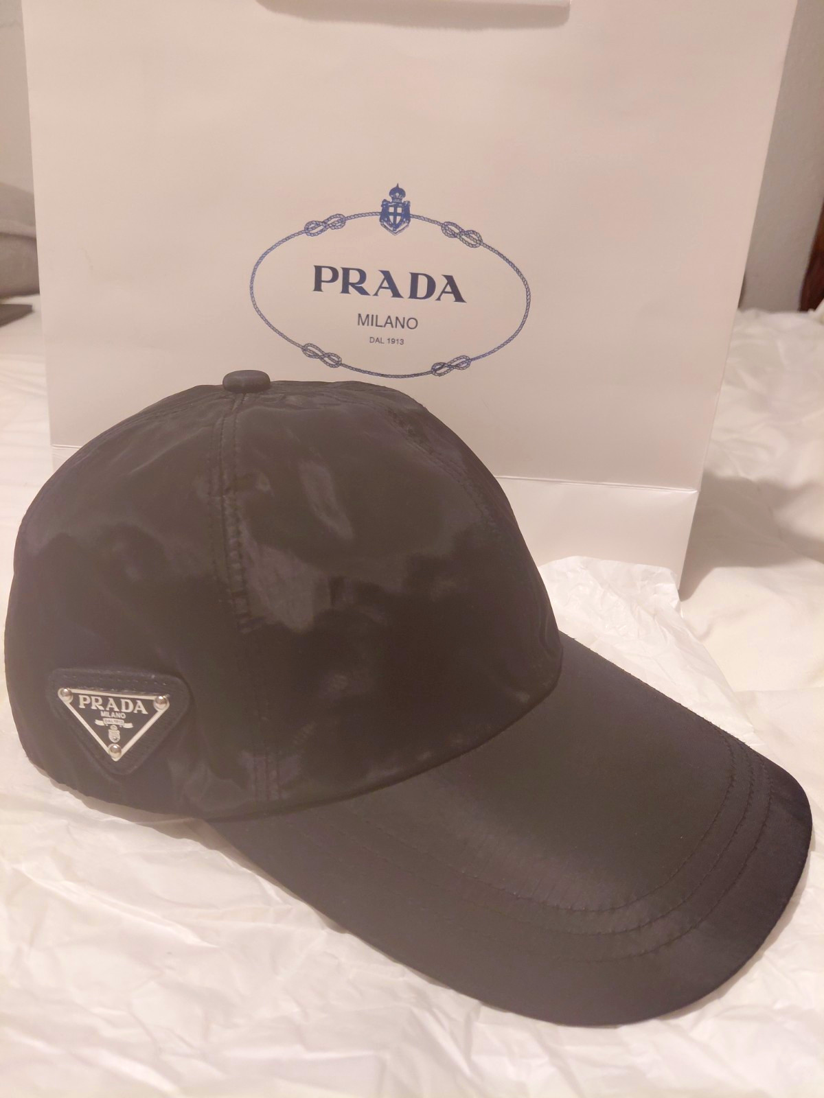 PRADA Black Logo Adjustable Baseball Cap Unisex One Size 100% Nylon