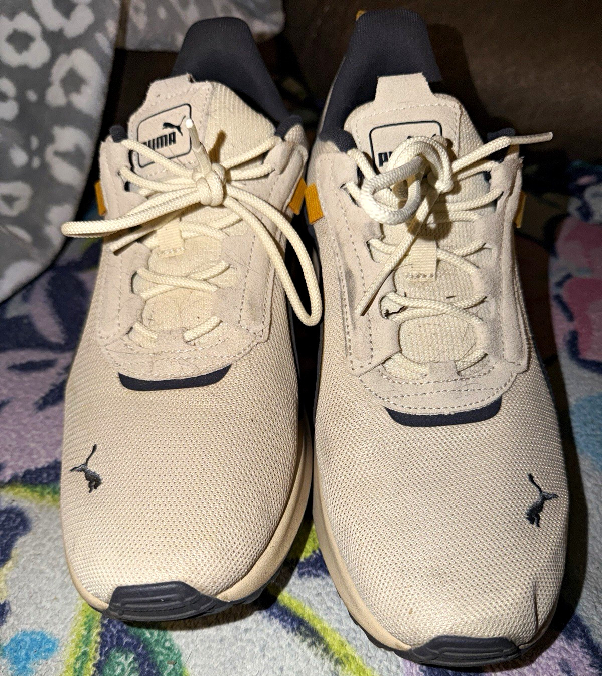 PUMA Cushioned Low Top Lace Up Sneakers Beige Gray Yellow Men\'s US 11