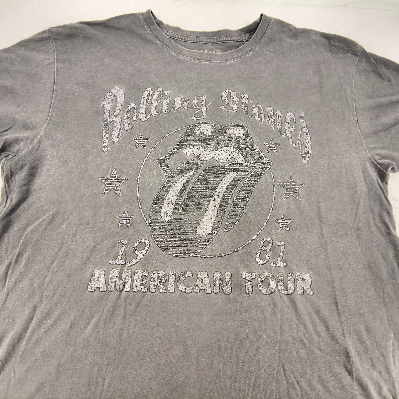 The Rolling Stones Short Sleeve Band Crew Neck Shirt Mens Size Large L Gray