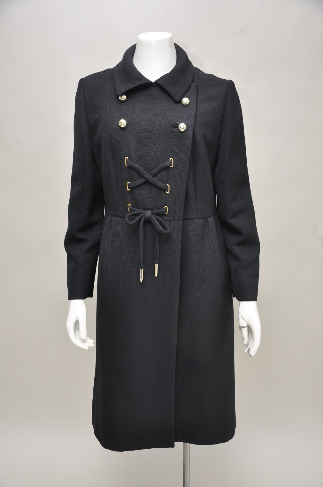 Vintage 1960s GEOFFREY BEENE Black Wool Double Breasted Wool Tailored Coat M