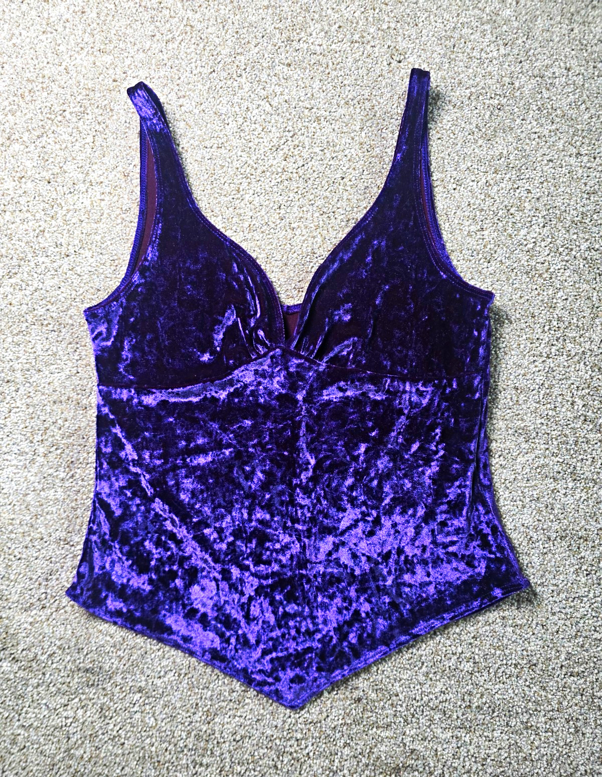 💜 Vintage Y2K Charlotte Russe Purple Crushed Velvet Cami Top 💜