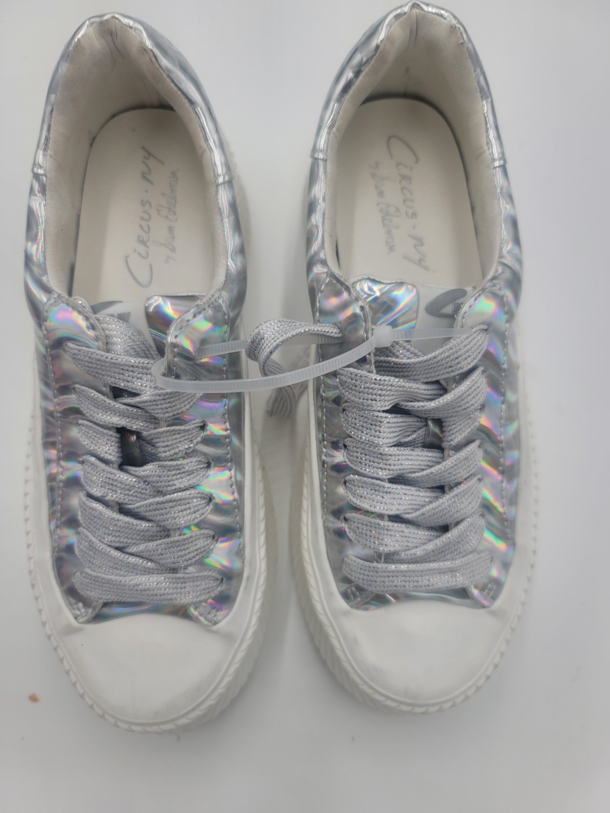Circus by Sam Edelman Ryan Silver Holographic Low Top Lace-Up Sneakers