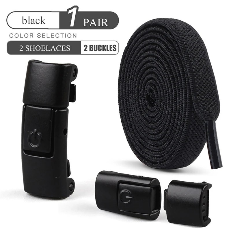 8mm Elastic No Tie Shoelaces Press Lock Flat Laces Kids Adults Sneakers