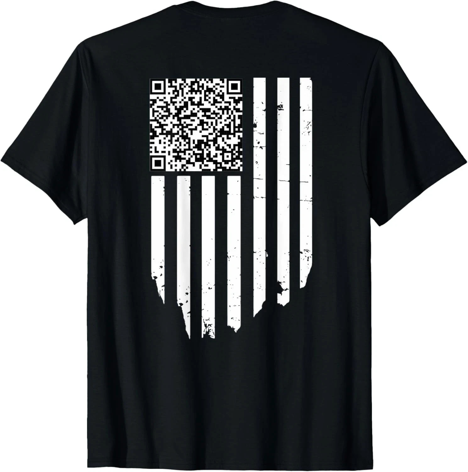 Funny QR Scan Code Dancing US Flag Funny T-Shirt  Sizes S-5XL